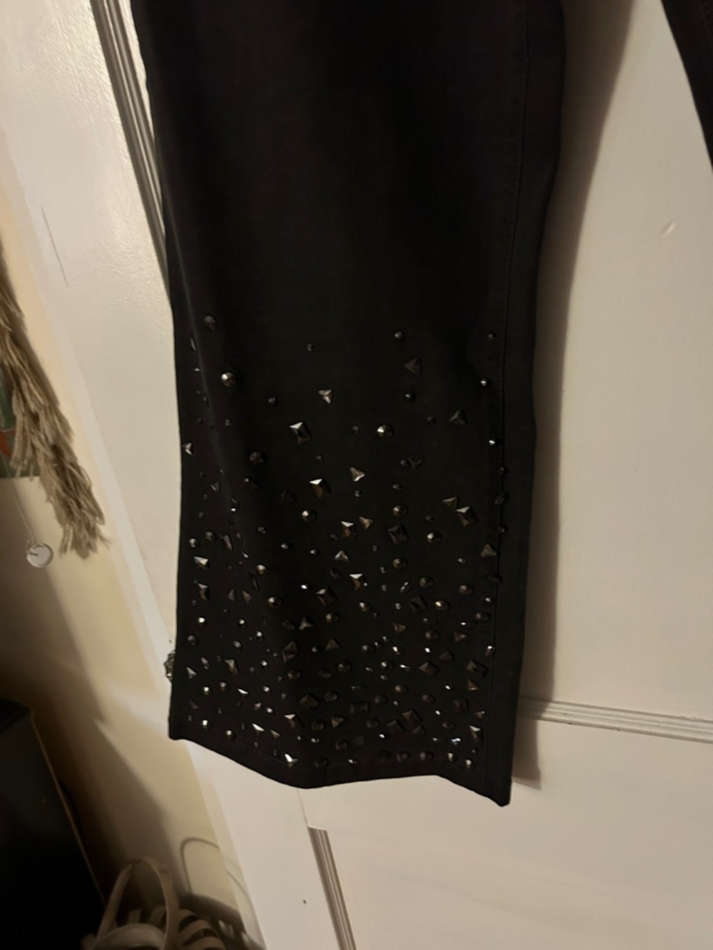 DG2 by Diane Gilman Black Wide Leg Jeans with Stud Embellishment - Picture 6 of 7
